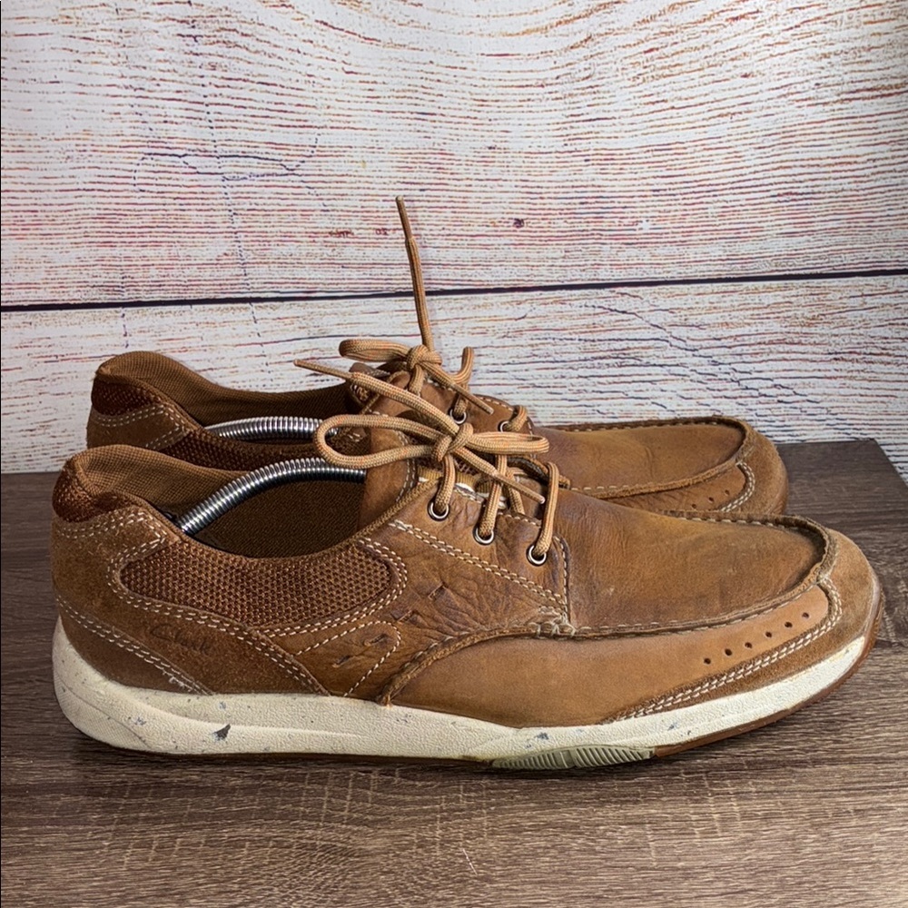 Pre Owned Clarks Collection Brown Leather oxford casual Boat Shoes Men's US 12